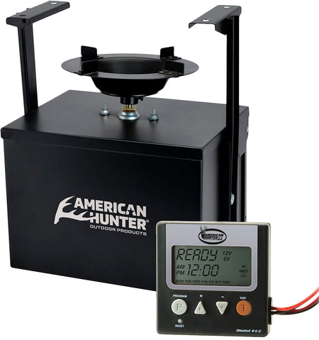 American Hunter 20558 Heavy Duty Spin Kit Game Feeder 8 Programs Digital Timer Black