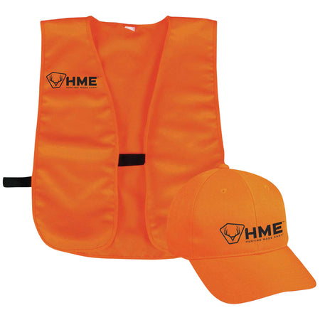 HME HMESFVHOR Blaze Orange Vest and Cap Combo OSFA Soft Quiet 100% Polyester