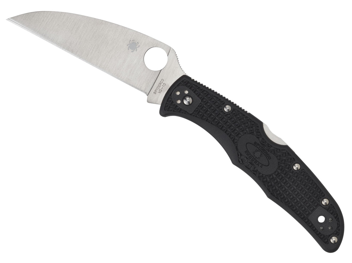 Spyderco Endura 4 Wharncliffe Lightweight 3.78" VG-10 Plain Blade Black Textured FRN Folding Knife