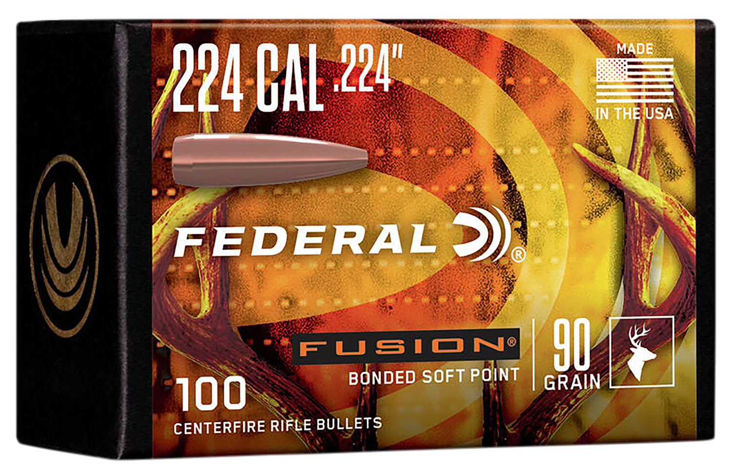 Federal Fusion Component 224 Cal .224 90 Grain Bonded Soft Point Projectiles 100ct