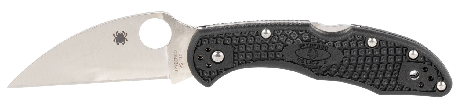 Spyderco Delica 4 Wharncliffe Lightweight 2.87" VG-10 Plain Blade Black Textured FRN Folding Knife