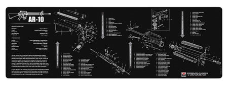 TekMat AR-10 Cleaning Mat with Parts Diagram 12"x36" Black/White
