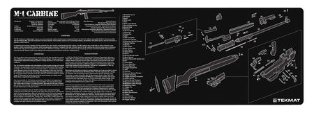 TekMat M1 Carbine Parts Diagram Cleaning Mat Black and White Rubber 12"x36"