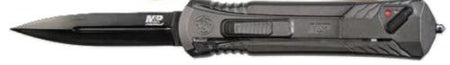 S&W M&P OTF 3.5-Inch Single Edge Spear Point Folding Knife, Black and Gray