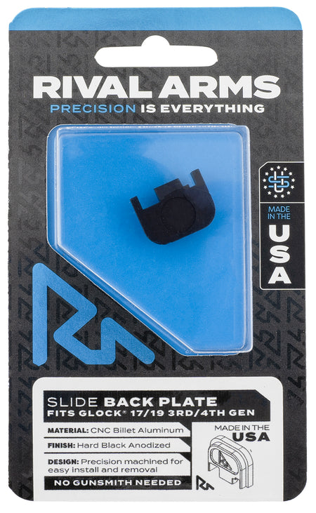 Rival Arms Glock 17/19 Gen3-4 Double Stack Slide Back Cover Plate Black Anodized Aluminum (RA43G001A)