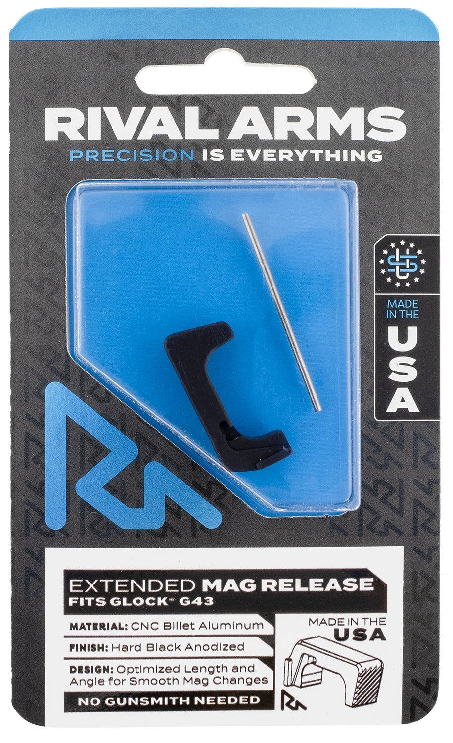 Rival Arms Glock 43 Extended Magazine Release Black Anodized Aluminum (RA72G003A)