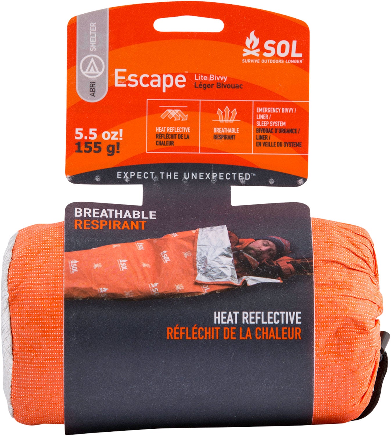 Survive Outdoors Longer 01401227 SOL Escape Lite Bivvy Orange Aluminum-Coated Polyethylene