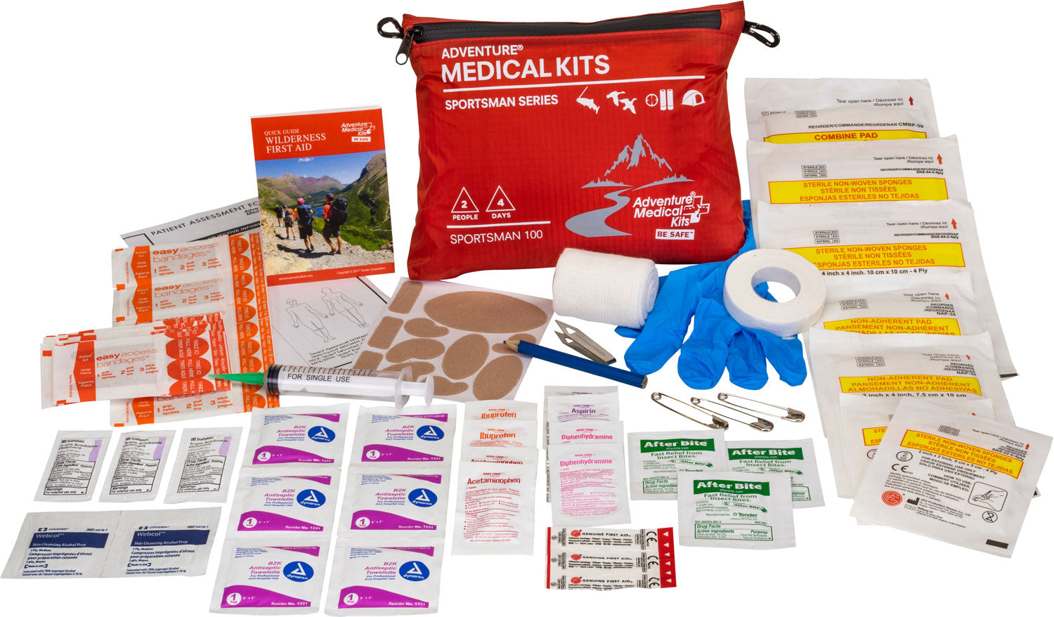 Adventure Medical Kits 01050100 Sportsman 100 Kit Red Waterproof Wilderness First Aid