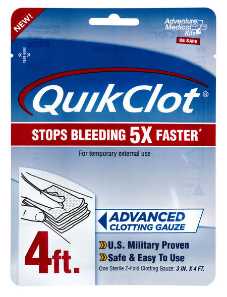 Adventure Medical Kits 50200026 QuikClot Kaolin Clotting Gauze White 3" x 48"