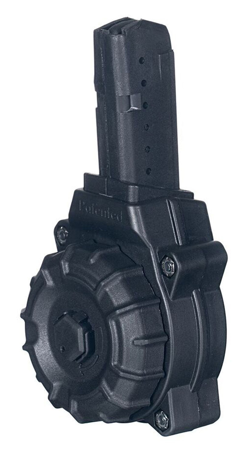 ProMag DRMA26 AR-15 9mm Luger 30 Round Drum Magazine Glock Compatible Black DuPont Zytel Polymer