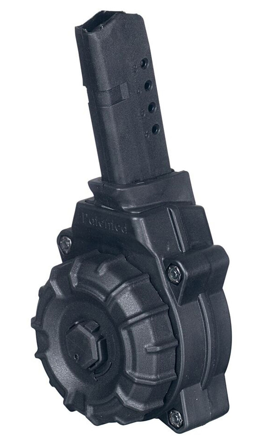 ProMag DRMA34 Glock 43 9mm Luger 30 Round Drum Magazine Black DuPont Zytel