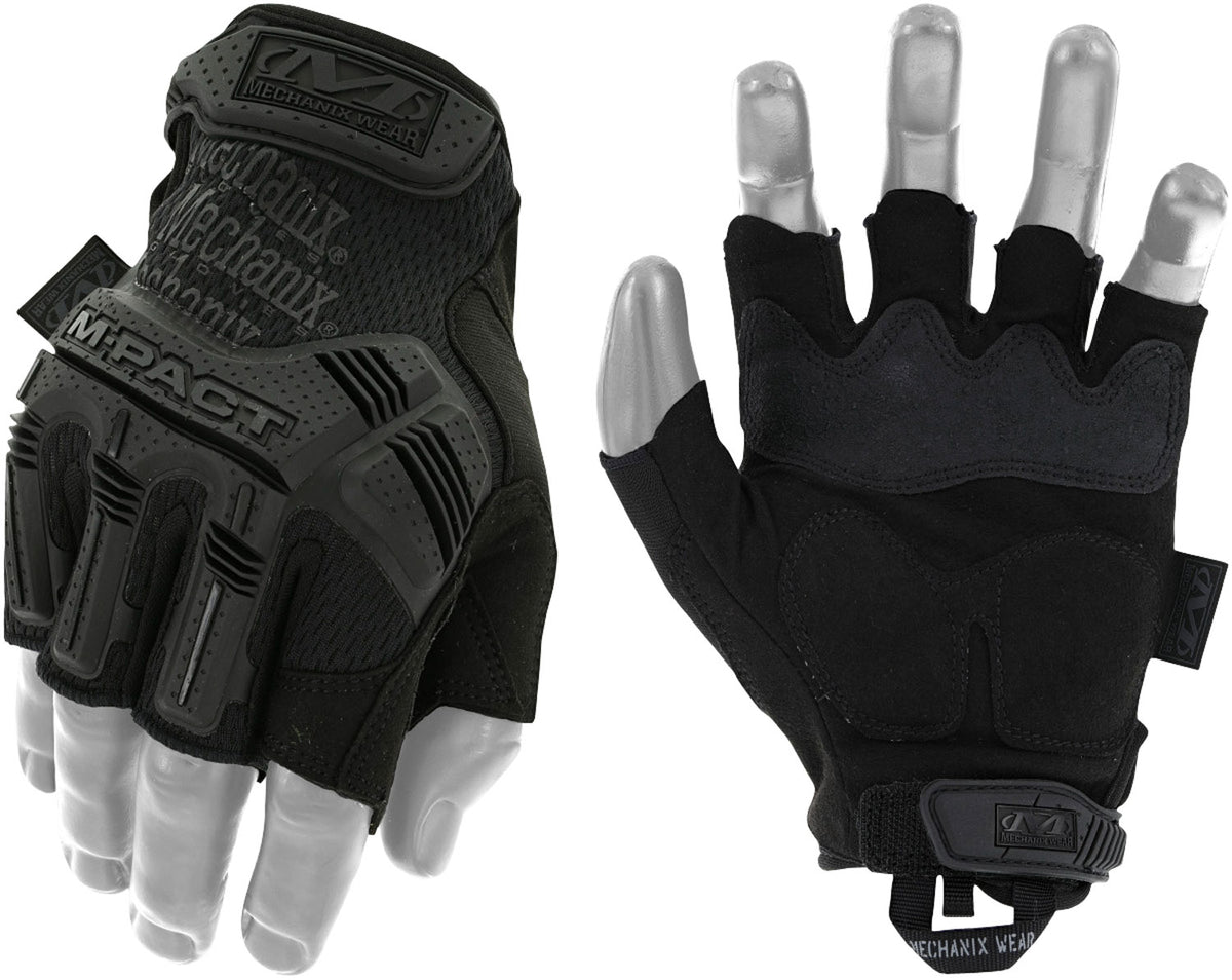 Mechanix Wear MFL55010 Large M-Pact Covert Black Fingerless Impact Gloves TPR Closure
