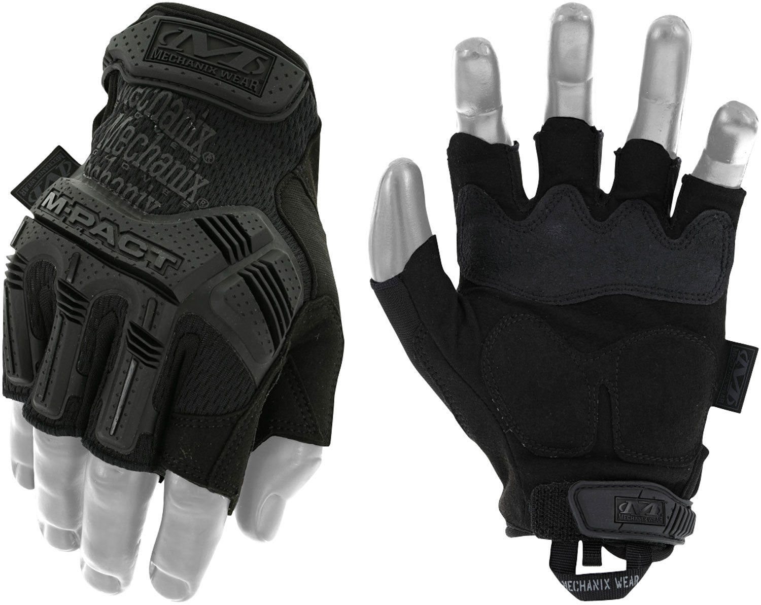 Mechanix Wear MFL55011 XL M-Pact Covert Black Fingerless Impact Gloves TPR Closure