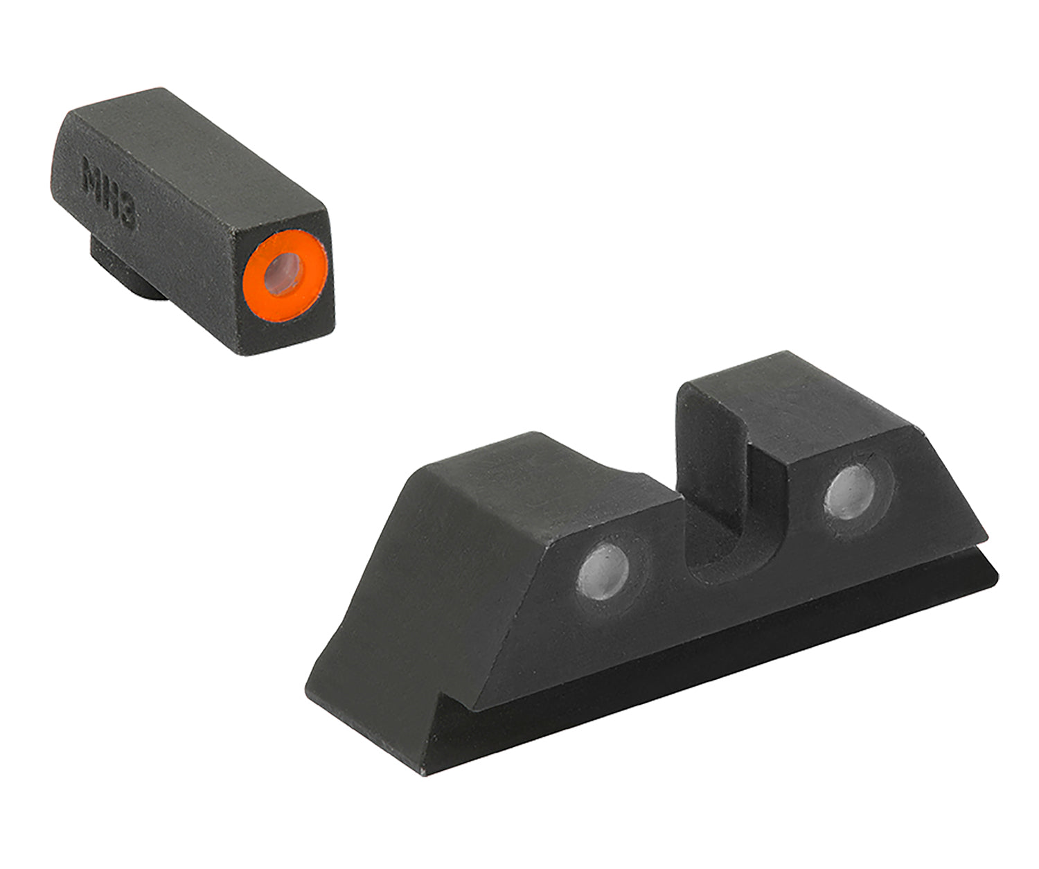 Meprolight Hyper-Bright Fixed Day/Night Sight Green Tritium Orange Outline Front Glock 17/19/22