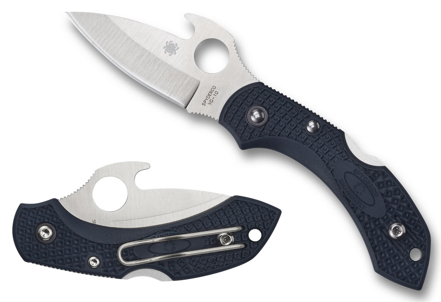 Spyderco Dragonfly 2 2.28" Drop Point Plain VG-10 SS Blade Gray FRN Handle Folding Knife w/ Emerson Opener