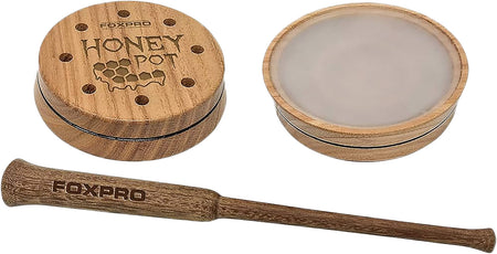 FOXPRO Honey Pot Crystal Tone Board Turkey Friction Call, Natural Wood
