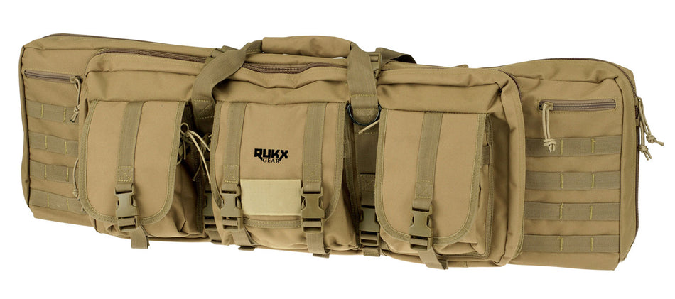 Rukx Gear ATICT42DBT Tactical Double Gun Backpack Case 42" Tan Water Resistant Holds 2 Rifles