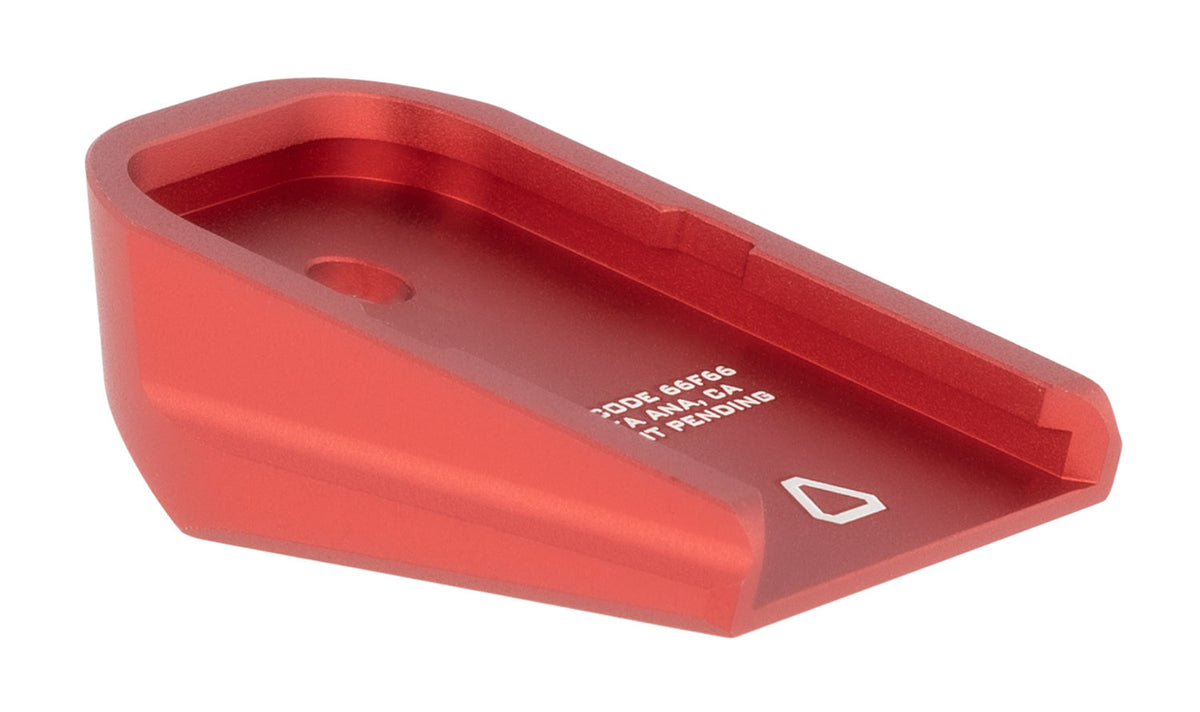 Strike Industries GALBPRED Magazine Base Plate Glock Compatible Except 20/21/26/27/33/39 Red Aluminum
