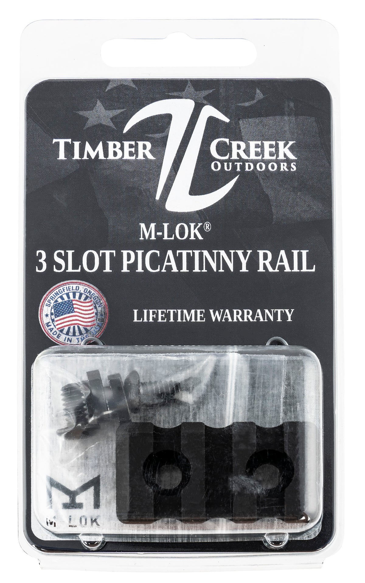 Timber Creek M3SPRBL 3 Slot M-LOK Picatinny Rail Accessory Mount Black Anodized