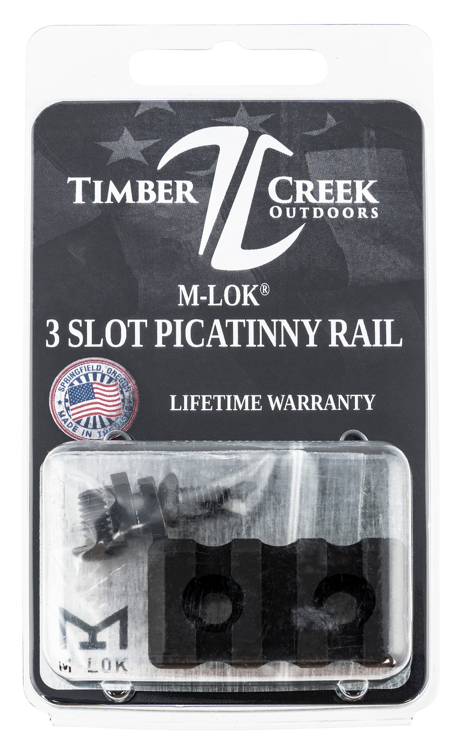Timber Creek M3SPRBL 3 Slot M-LOK Picatinny Rail Accessory Mount Black Anodized