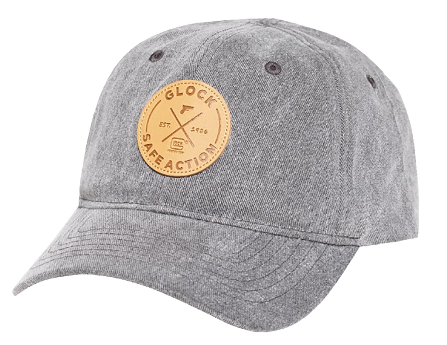 Glock AP95882 Distressed Gray Denim Relaxed Fit Hat - Leather-Like Safe Action Patch