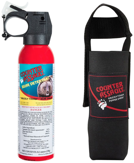 Counter Assault 15067025 Bear Deterrent 8.1 oz 32ft 7-Second Spray Includes Nylon Holster