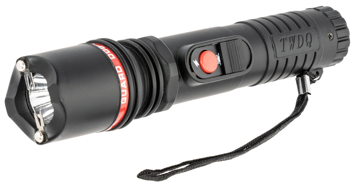 Guard Dog Inferno Black Rubber Stun Gun with Dual Prongs and Flashlight