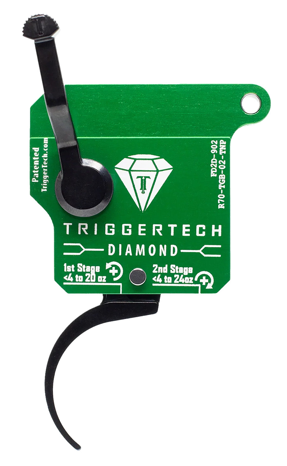 TriggerTech Remington 700 Right Diamond Two-Stage Pro Curve Trigger Green/Black, 0.50-2.80 lb Draw Weight