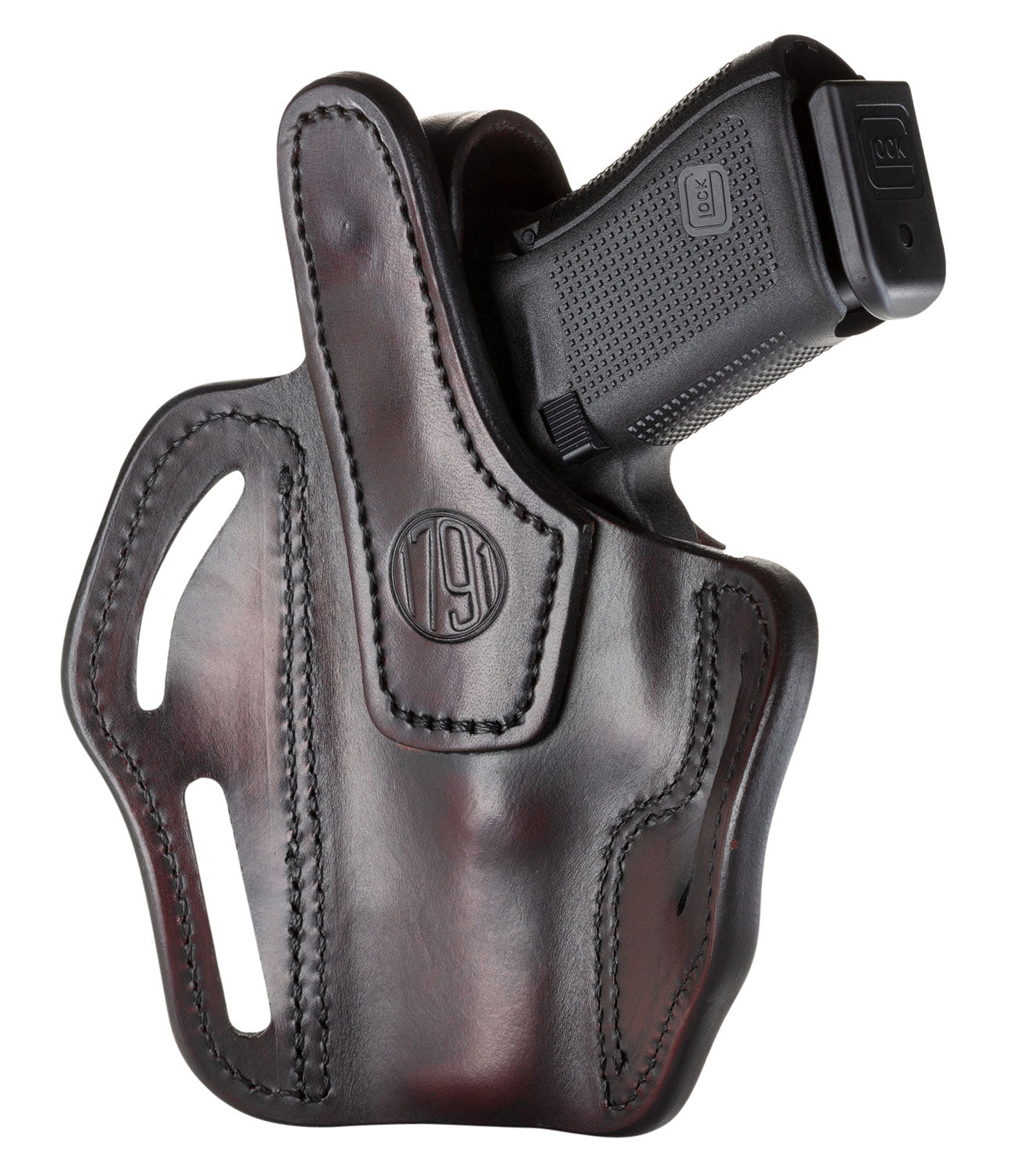 1791 Gunleather BHX Multi-Fit OWB Retention Holster Size 03 Signature Brown Leather - Glock/M&P Shield RH