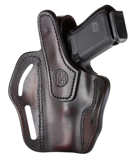 1791 Gunleather BHX Multi-Fit OWB Retention Holster Size 03 Signature Brown Leather - Glock/M&P Shield RH