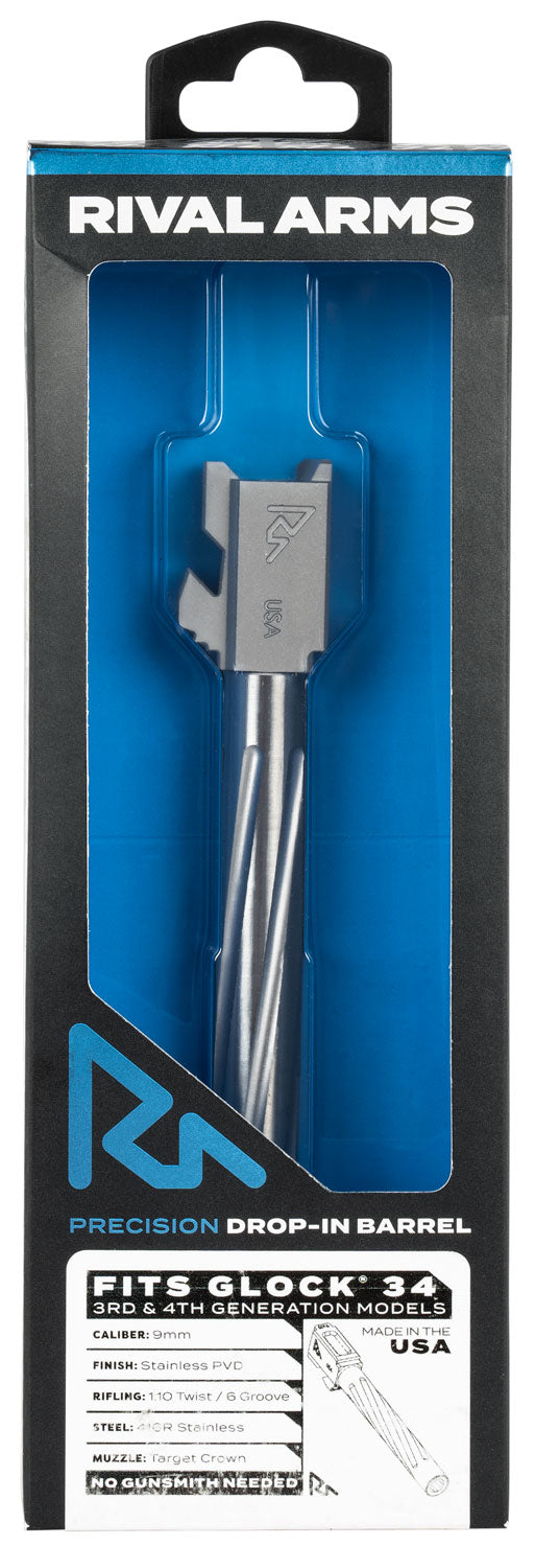 Rival Arms RA20G701D 9mm Luger 5.31" Match-Grade V1 Drop-In Barrel Stainless PVD for Glock 34 Gen3-4