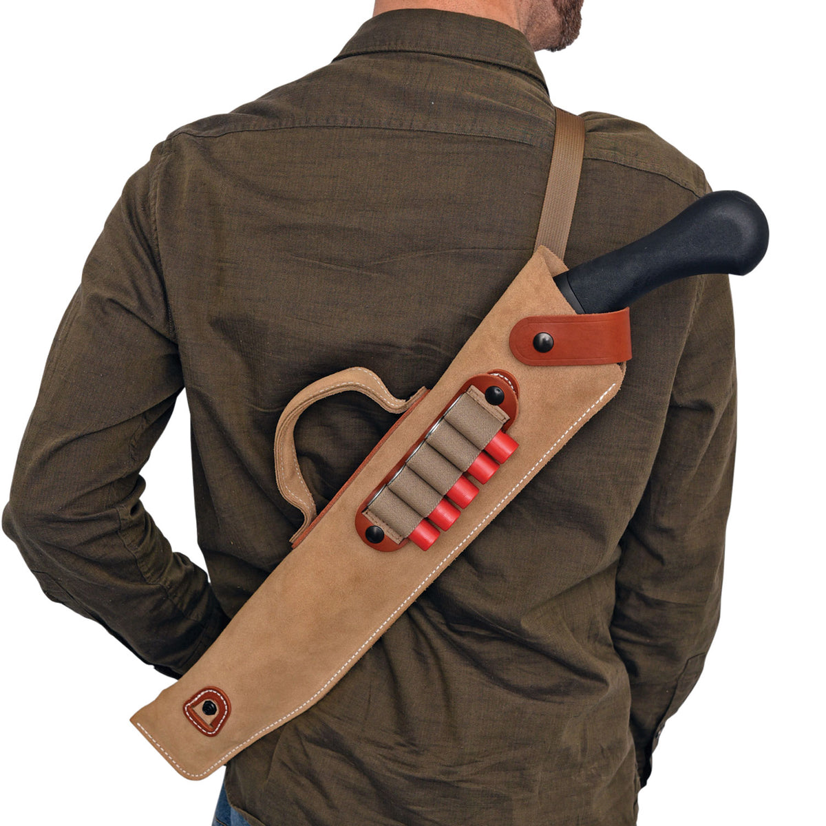 DeSantis Gunhide A88NJG1Z0 Kurz Natural Leather 14" Shotgun Scabbard with Ammo Carrier