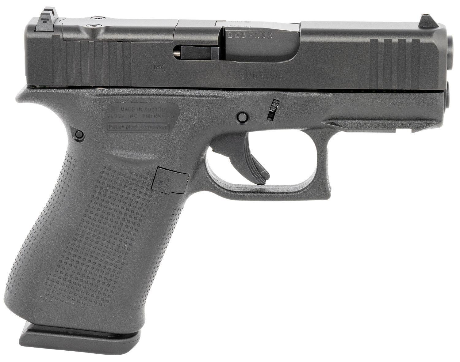 Glock 43x M.O.S. Polymer Frame 9mm 3.41" nDLC Finish, Black, 10rds, 2 Mags