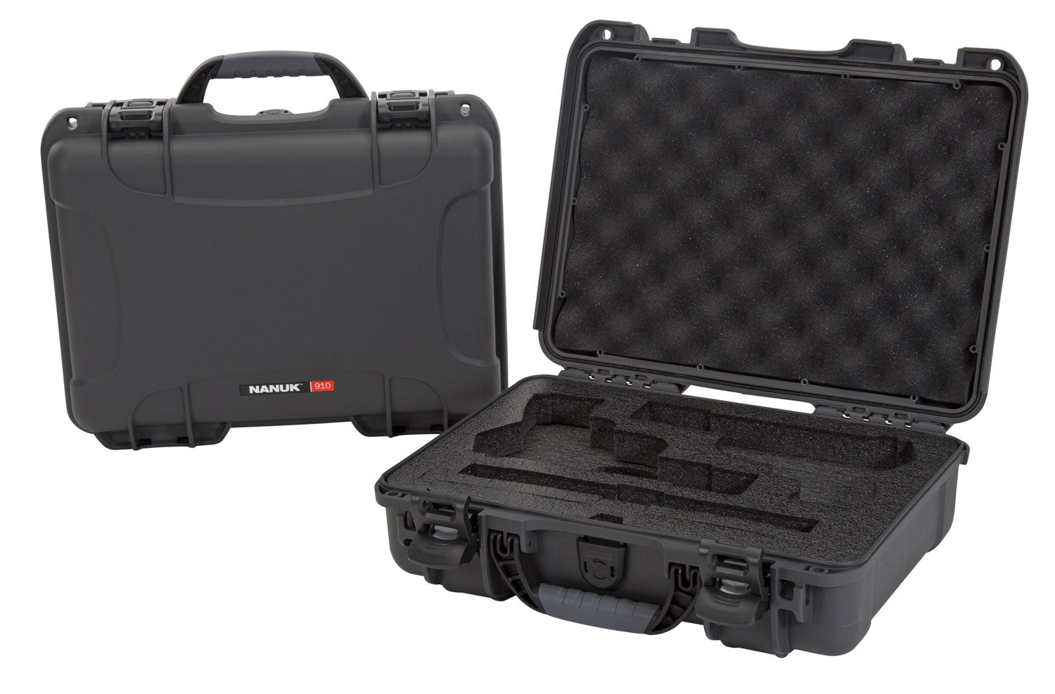 Nanuk 910 Classic 2-Up Gun Case Graphite Polymer w/ PEF Foam 13.20" x 9.20" x 4.10"