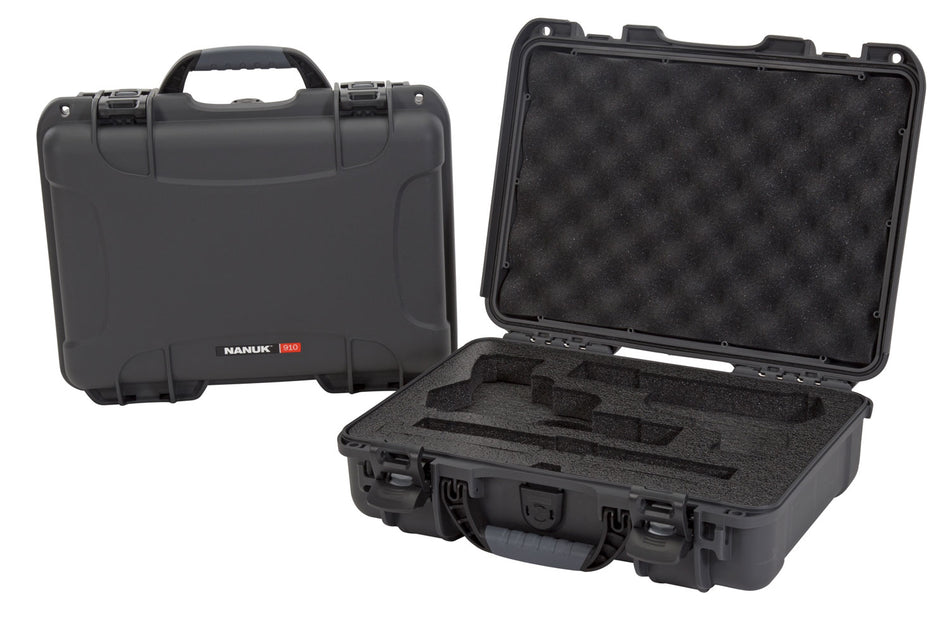 Nanuk 910 Classic 2-Up Gun Case Graphite Polymer w/ PEF Foam 13.20" x 9.20" x 4.10"