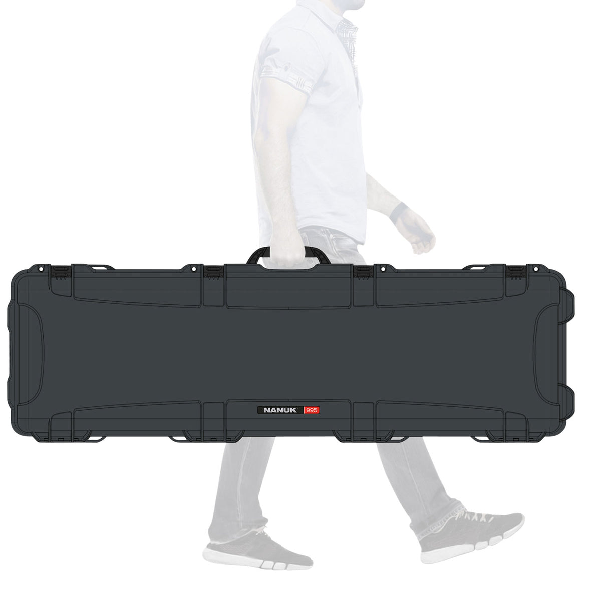 Nanuk 995 Graphite Resin 52-Inch Rifle Case with Foam Insert and Locking Latches