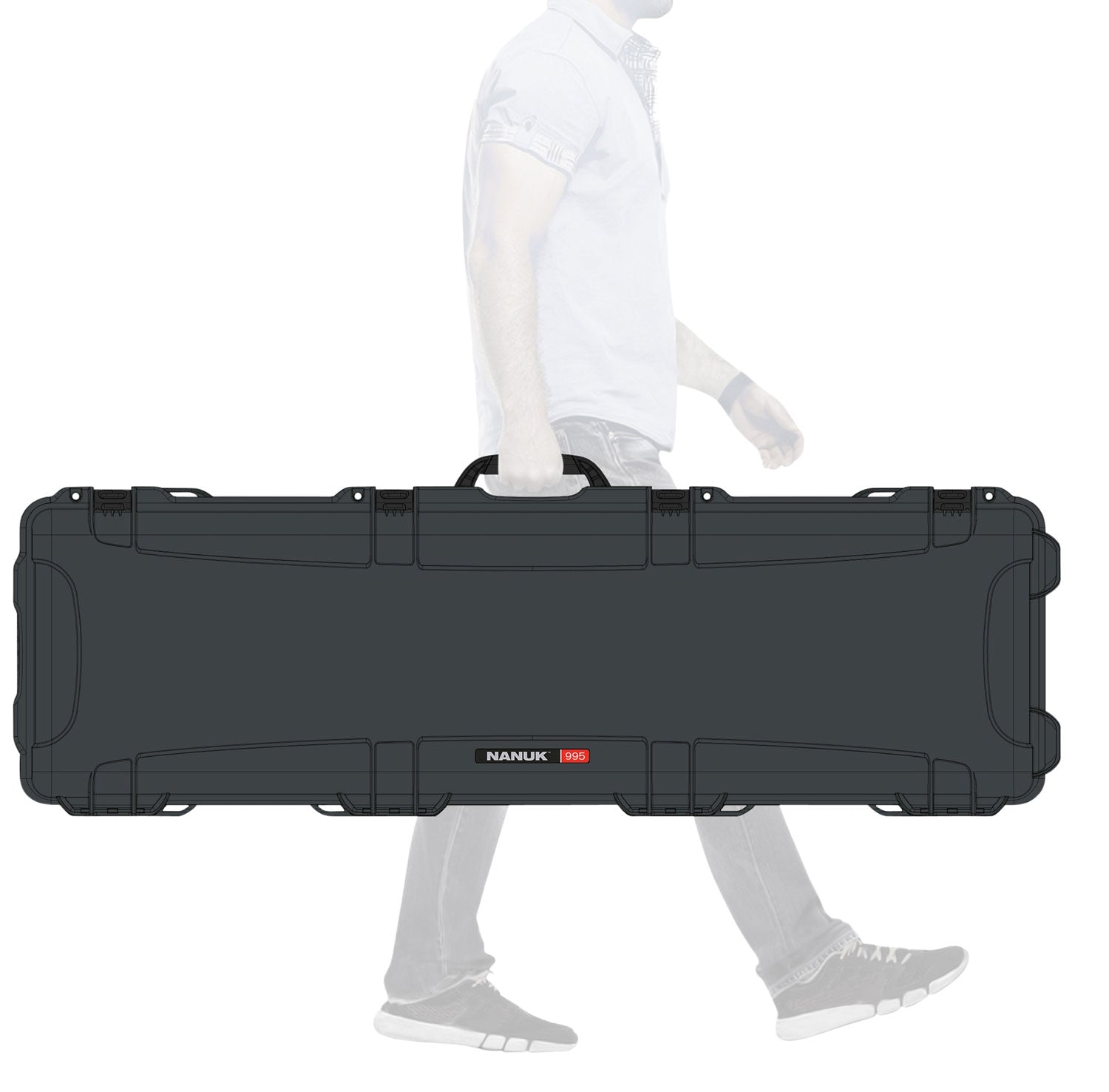 Nanuk 995 Graphite Resin 52-Inch Rifle Case with Foam Insert and Locking Latches