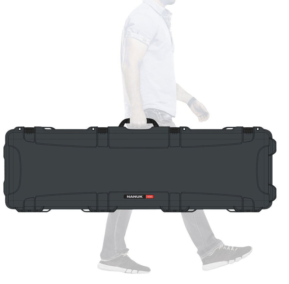 Nanuk 995 Graphite Resin 52-Inch Rifle Case with Foam Insert and Locking Latches