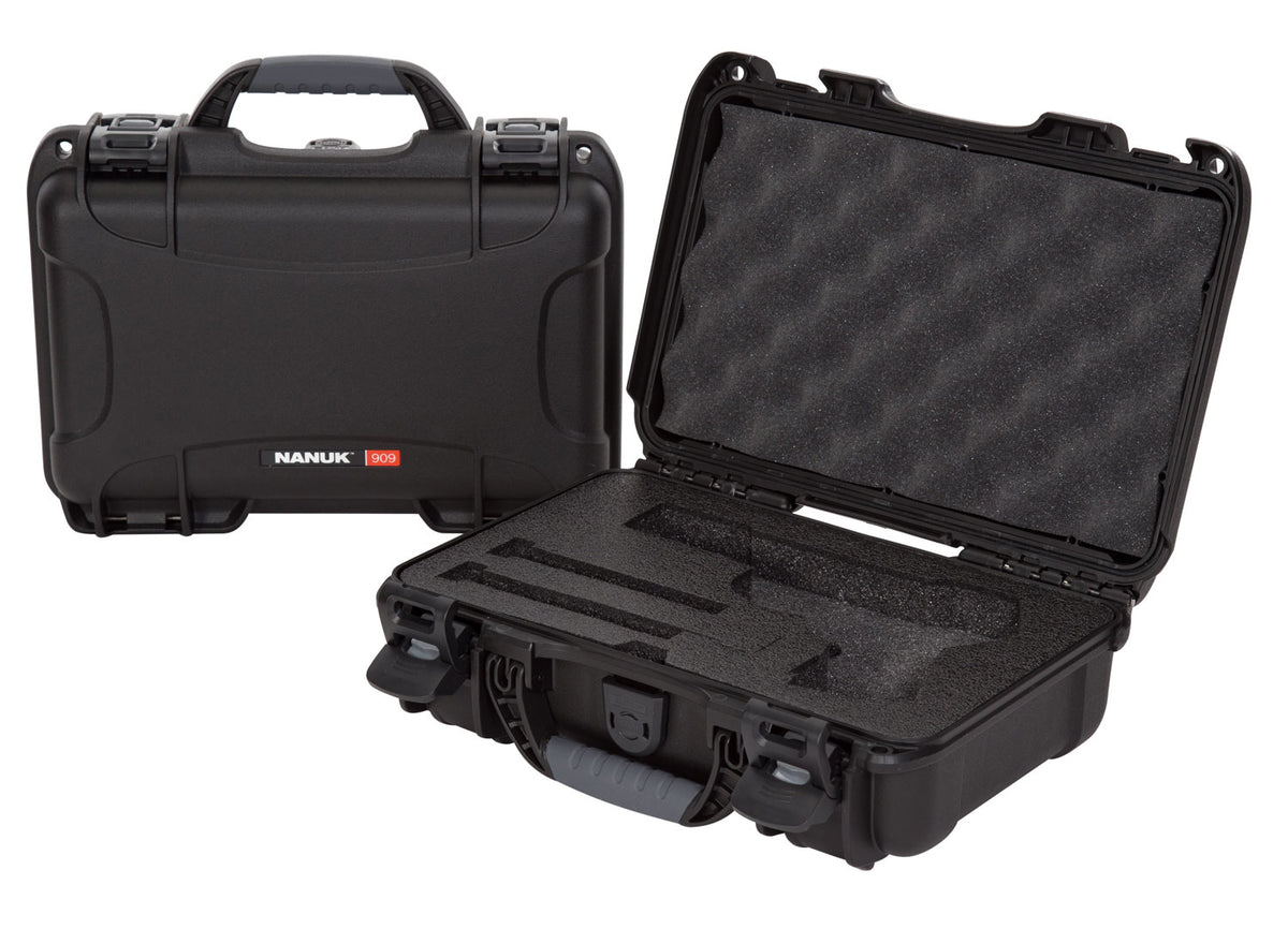 Nanuk 909 Classic Waterproof Pistol Hard Case Black Polymer with Foam Insert