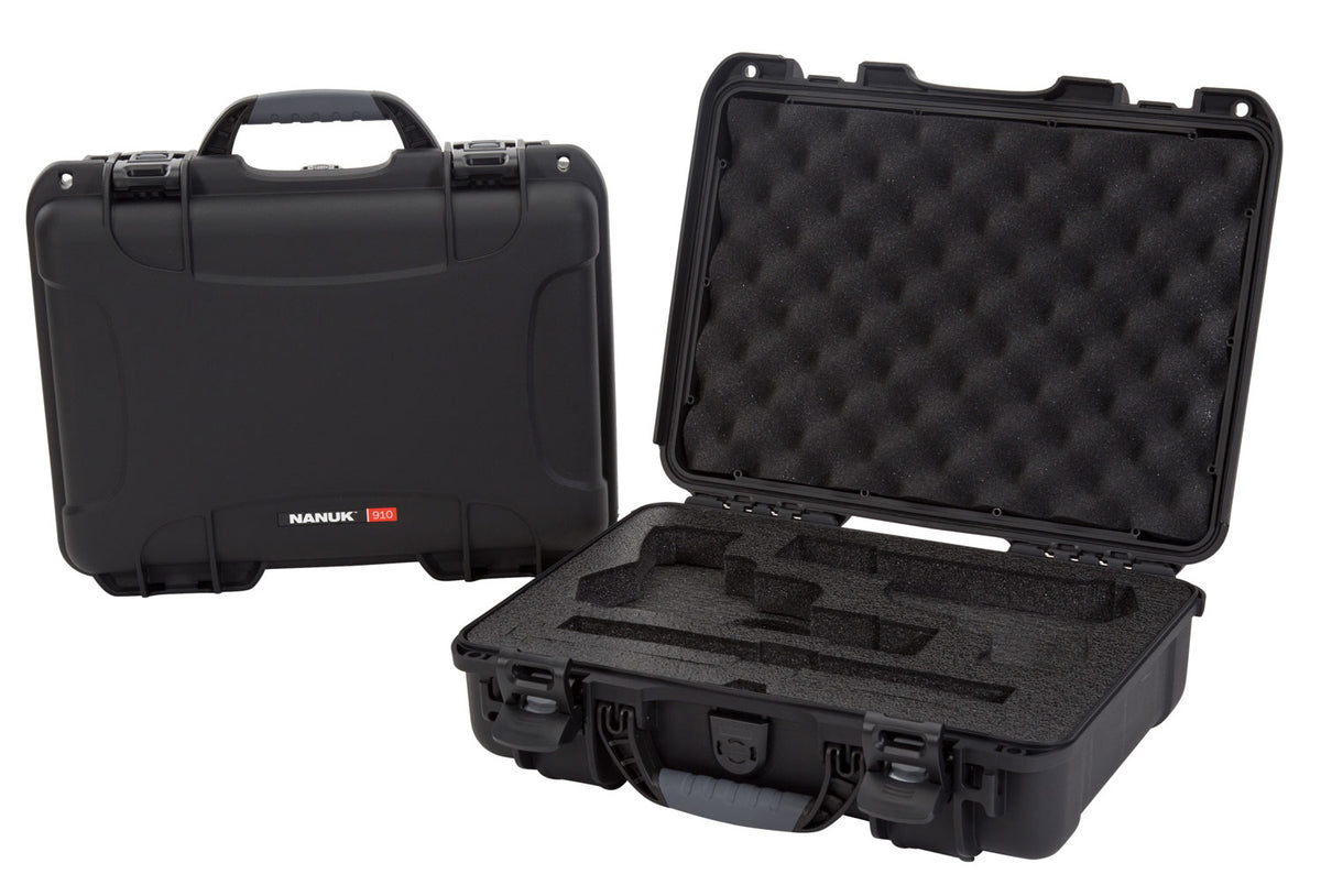 Nanuk 910 Classic Two-Pistol Hard Case Black Polymer with Lockable Latches and Foam