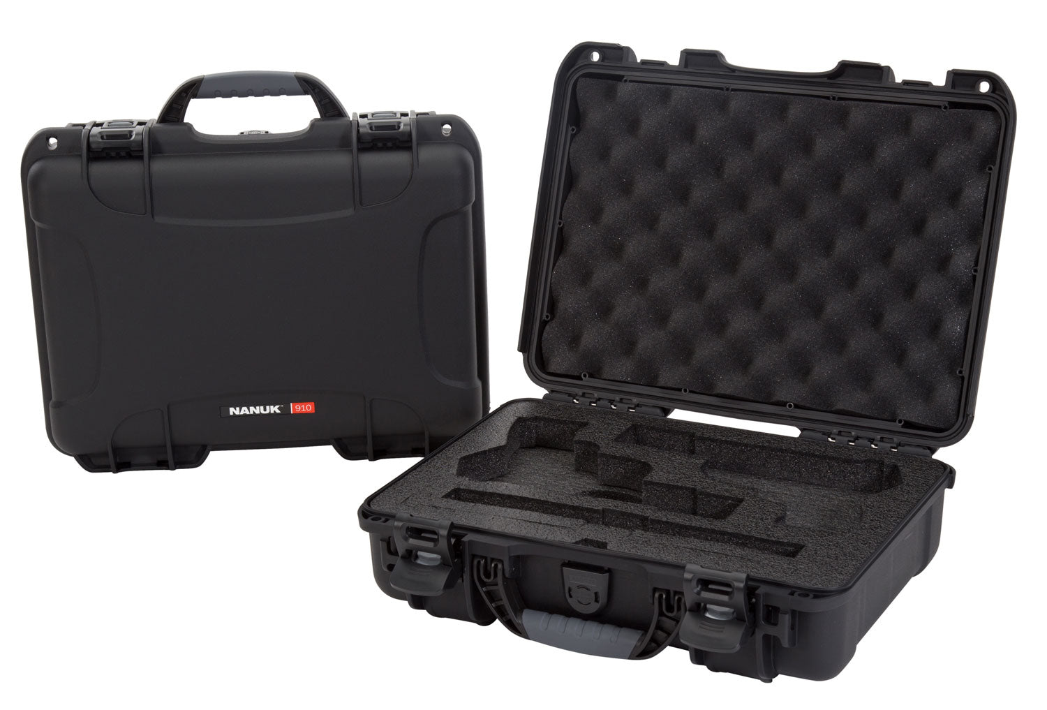 Nanuk 910 Classic Two-Pistol Hard Case Black Polymer with Lockable Latches and Foam