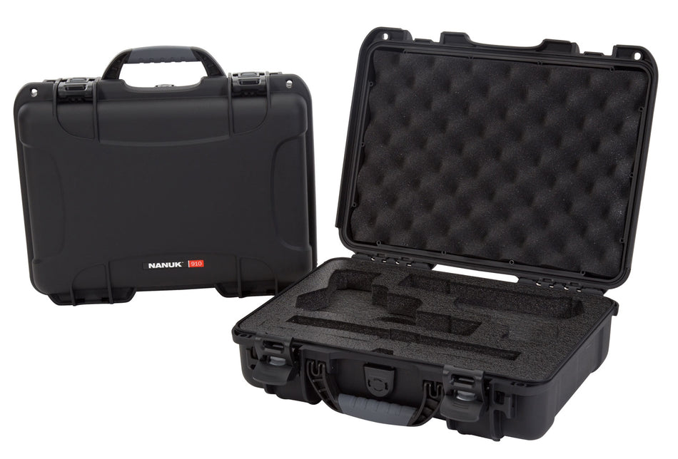 Nanuk 910 Classic Two-Pistol Hard Case Black Polymer with Lockable Latches and Foam
