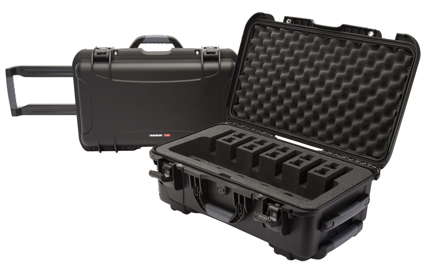Nanuk 935 6-Up Handgun Case Black Polymer with Foam Insert and Pull Handle