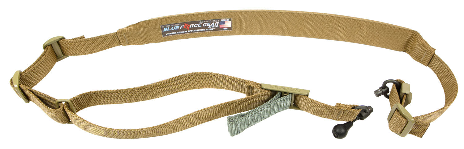 Blue Force Gear Vickers 221 Padded 1-2 Point Sling Coyote Tan Cordura with RED Swivel AR Platform