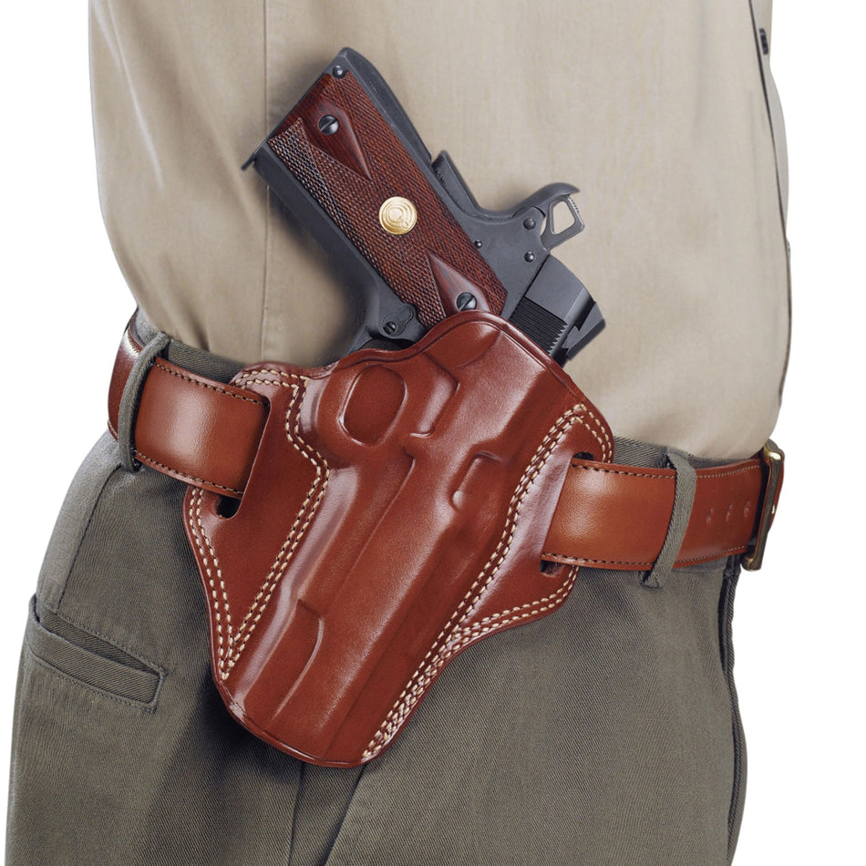 Galco Combat Master OWB Belt Holster CM800 - Glock 43/43X/Springfield Hellcat, Tan Leather, Right Hand