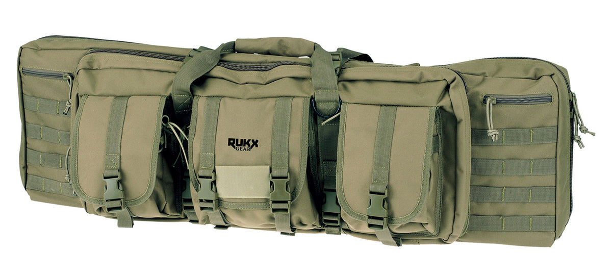 Rukx Gear ATICT42DGG 42" Double Rifle Case Green Water-Resistant 600D Polyester