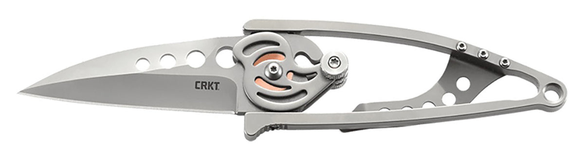 CRKT 5102N Snap Lock Folding Knife 2.55" Drop Point Plain Edge 420J2 SS Blade, Stainless Handle, Money Clip Included