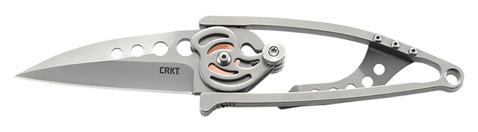 CRKT 5102N Snap Lock Folding Knife 2.55" Drop Point Plain Edge 420J2 SS Blade, Stainless Handle, Money Clip Included
