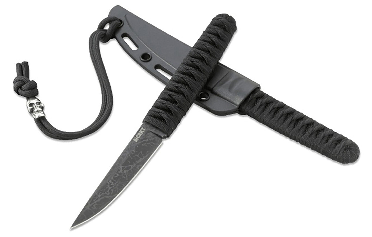 CRKT 2367 Obake Fixed Blade Knife 3.64" Plain Gray TiCN 8Cr14MoV SS Blade, Black Nylon Cord Wrapped Handle Includes Sheath