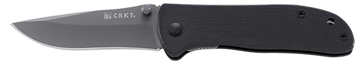 CRKT 6450K Drifter Folding Knife 2.88" Drop Point Plain Edge Gray TiCN 8Cr14MoV SS Blade, Black G10 Handle